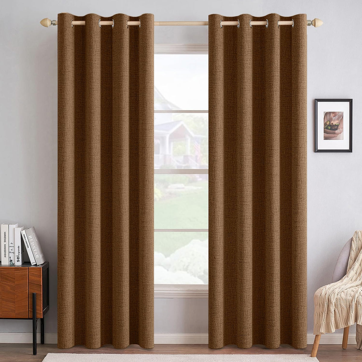 MIULEE Linen-Textured Thermal Insulated Blackout Curtains