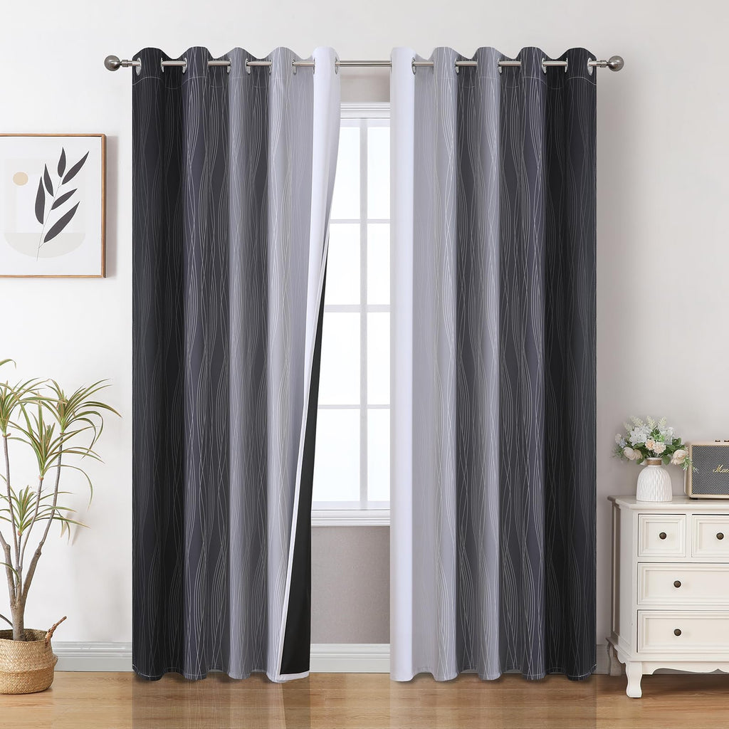 Estelar Textiler Ombre Blackout Curtains for Bedroom 2 Panels Set