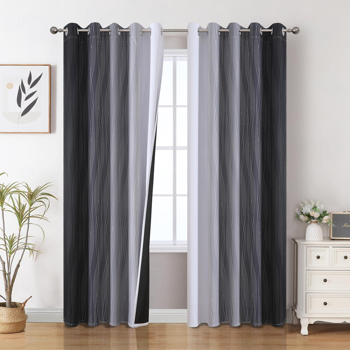 Estelar Textiler Ombre Blackout Curtains for Bedroom 2 Panels Set