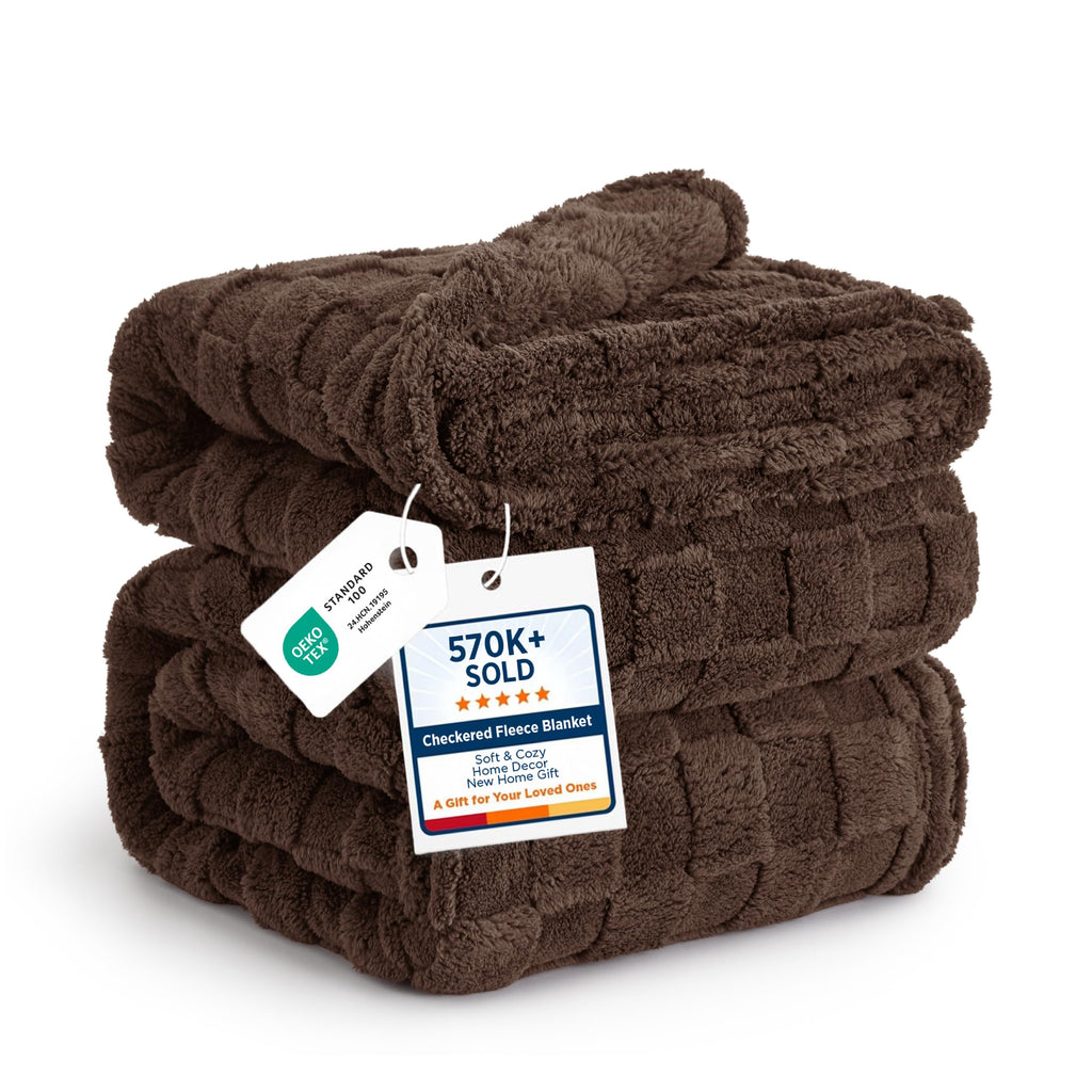 Bedsure GentleSoft Throw Blanket Checkered Fleece Blankets