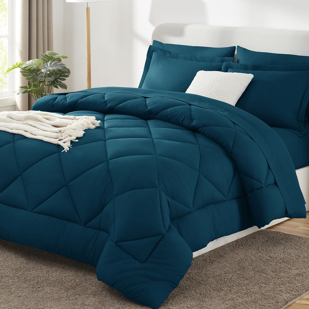 CozyLux Comforter Set, Down Alternative Bedding Set with Sheets, 5/7 Pieces