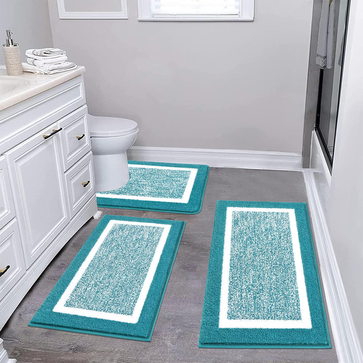 Pauwer Non-Slip Washable Bathroom Rug and Bath Mat Set