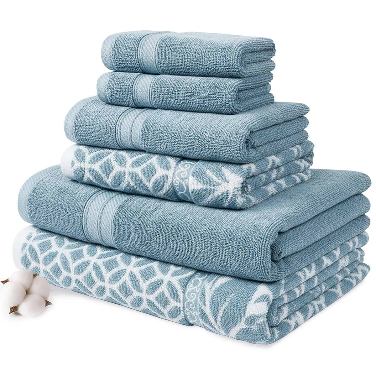 Modern Threads 6-Piece Reversible Cotton Bath Towel Set