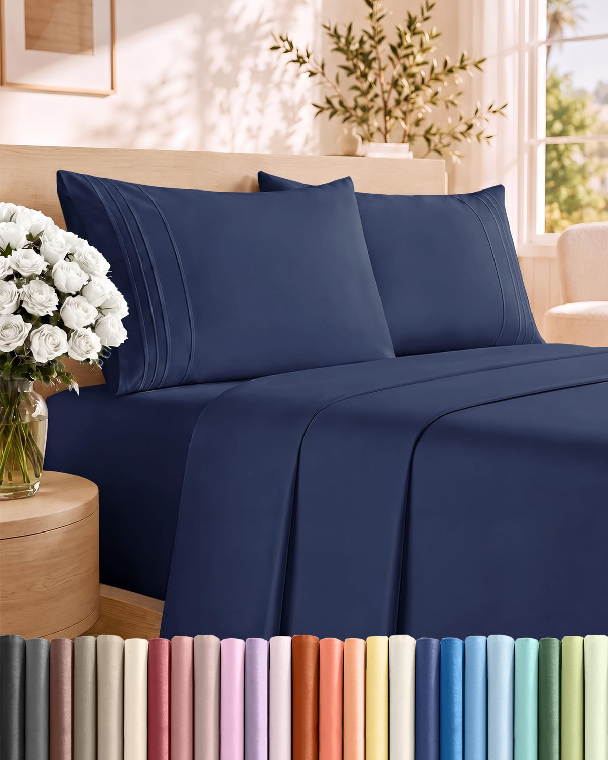 CGK Unlimited 4 Piece Sheet Set - Ultra-Soft, Breathable & Cooling Bed Sheets Set - Hotel Luxury Bedding for Women & Men with Deep Pockets - Wrinkle & Fade Free - Oeko-Tex