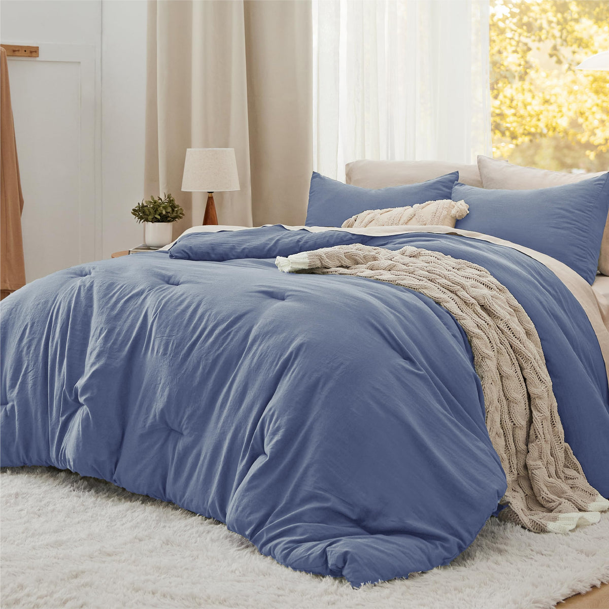 Bedsure Comforter Set Prewashed Soft Bedding Set 3Pcs