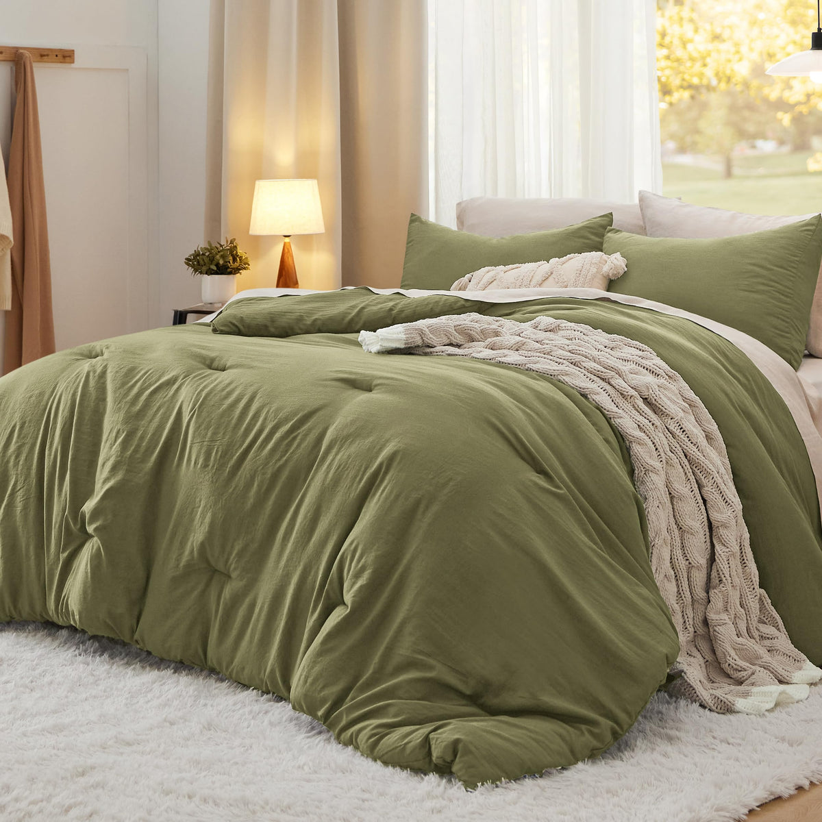 Bedsure Comforter Set Prewashed Soft Bedding Set 3Pcs