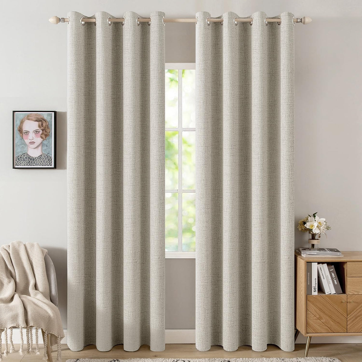 MIULEE Linen-Textured Thermal Insulated Blackout Curtains