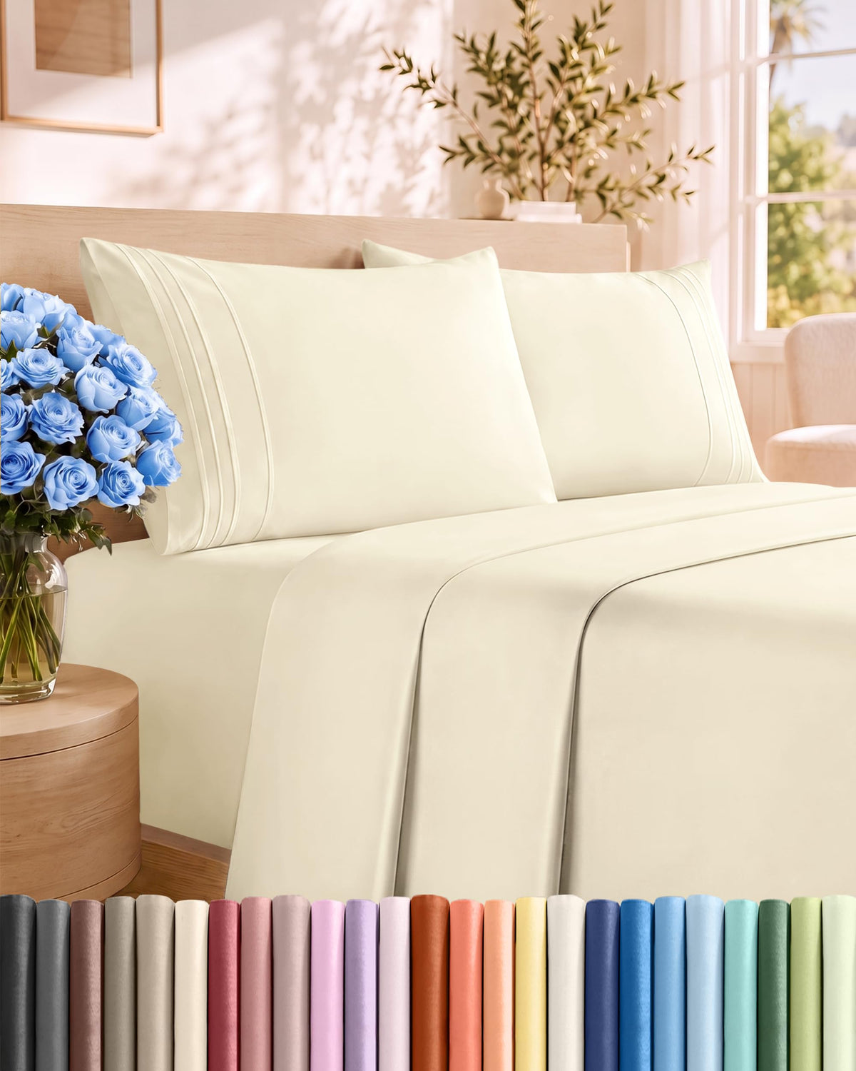 CGK Unlimited 4 Piece Sheet Set - Ultra-Soft, Breathable & Cooling Bed Sheets Set - Hotel Luxury Bedding for Women & Men with Deep Pockets - Wrinkle & Fade Free - Oeko-Tex