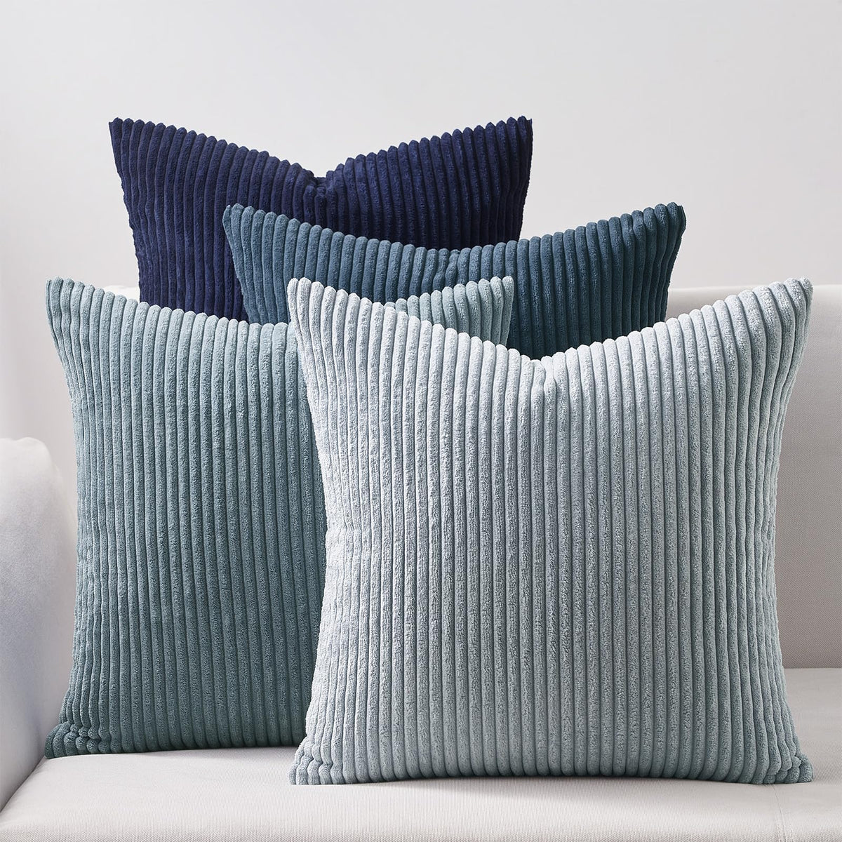 Topfinel Set of 4 Gradient Corduroy Pillow Covers