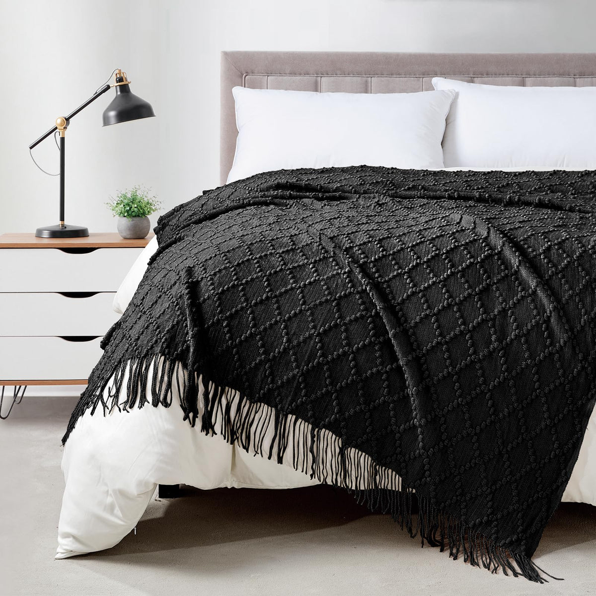 BOURINA Soft Textured Knitted Throw Blanket for Sofa