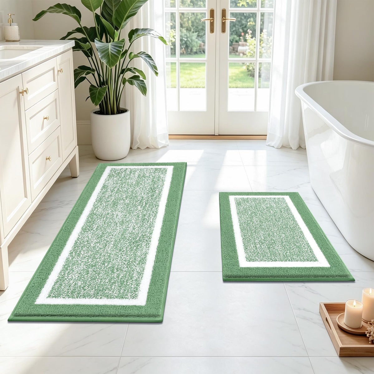 Pauwer Non-Slip Washable Bathroom Rug and Bath Mat Set