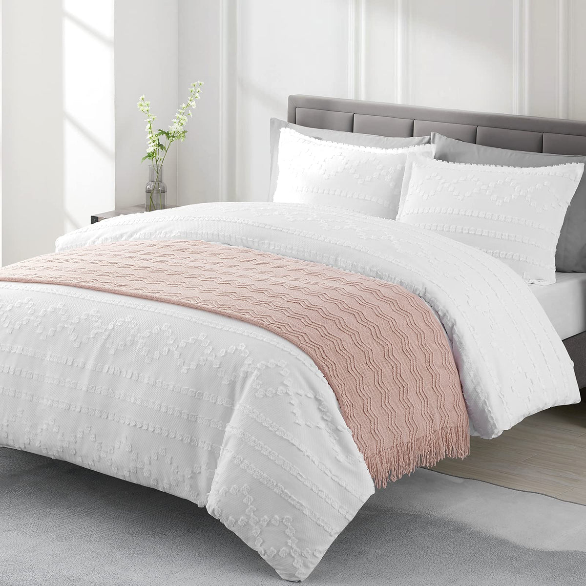 BOURINA Soft Textured Knitted Throw Blanket for Sofa