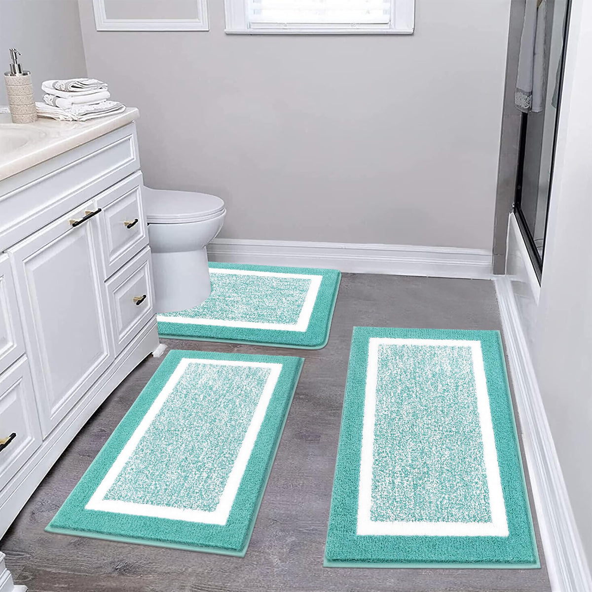 Pauwer Non-Slip Washable Bathroom Rug and Bath Mat Set