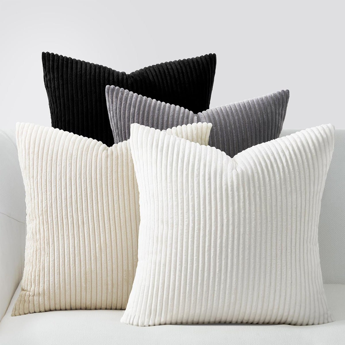 Topfinel Set of 4 Gradient Corduroy Pillow Covers