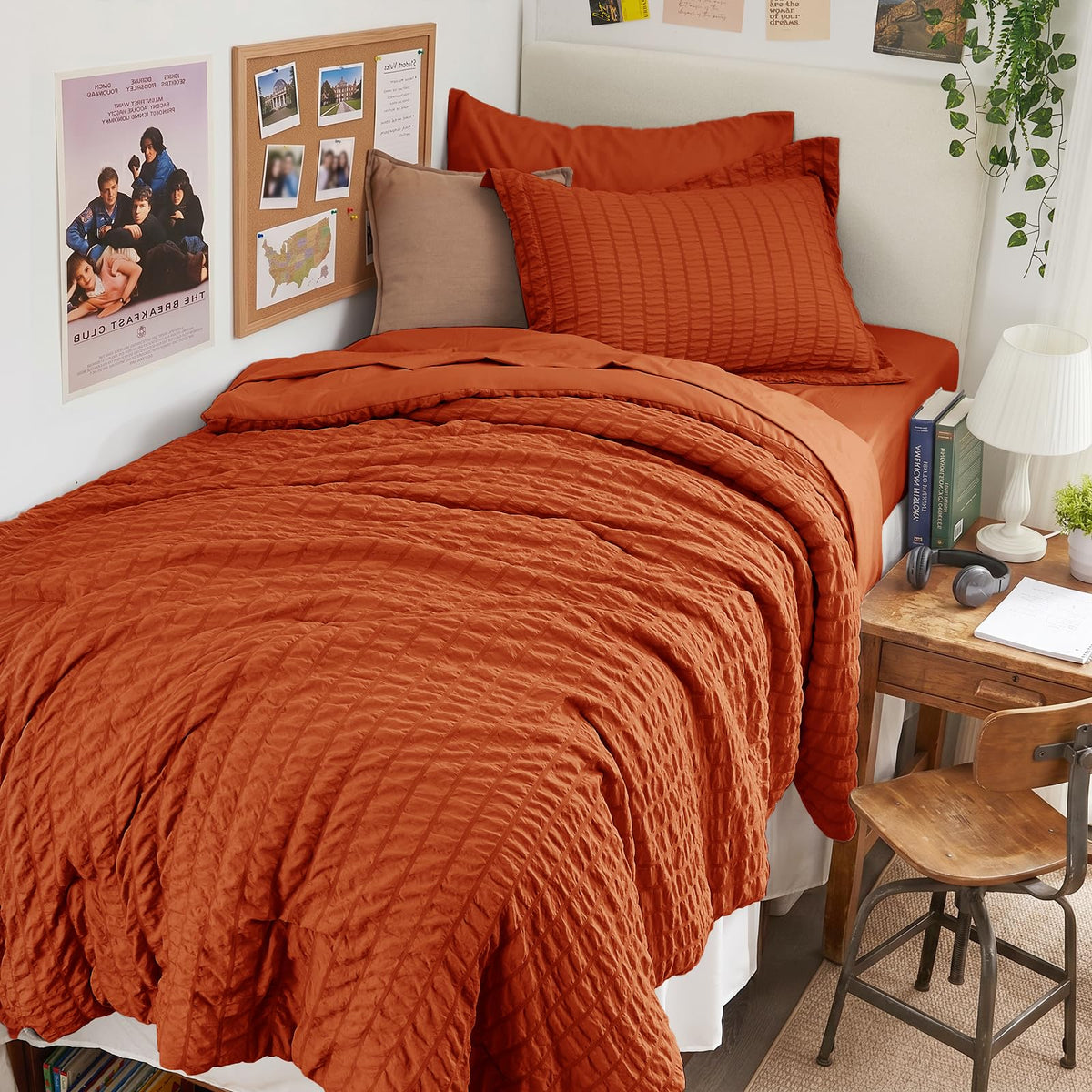 HYMOKEGE Comforter Set Seersucker 7 Pieces, All Season Luxury Bed in a Bag for Bedroom, Bedding Set with Comforters, Sheets, Pillowcases & Shams