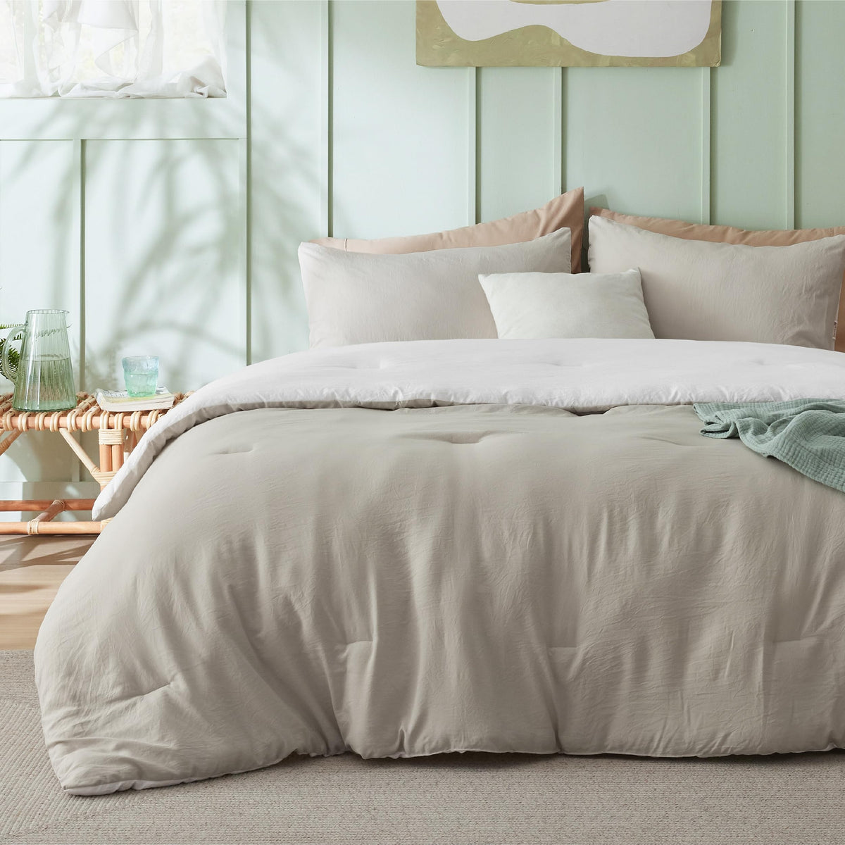 Bedsure Comforter Set Prewashed Soft Bedding Set 3Pcs