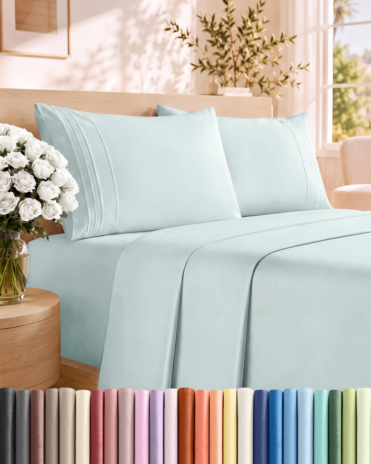 CGK Unlimited 4 Piece Sheet Set - Ultra-Soft, Breathable & Cooling Bed Sheets Set - Hotel Luxury Bedding for Women & Men with Deep Pockets - Wrinkle & Fade Free - Oeko-Tex