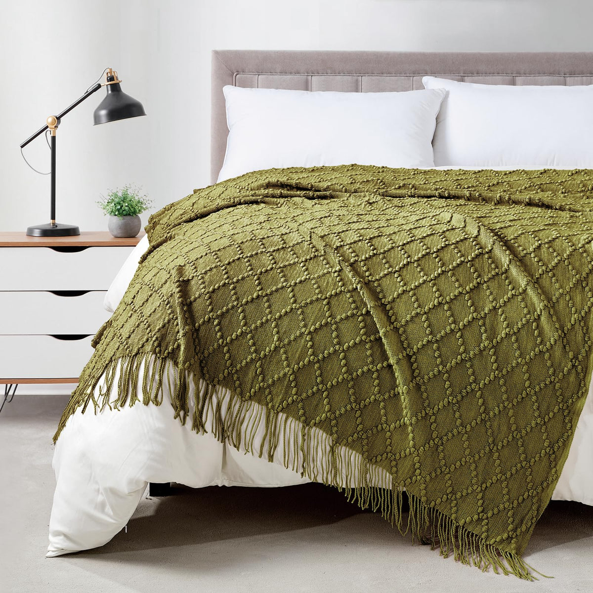 BOURINA Soft Textured Knitted Throw Blanket for Sofa