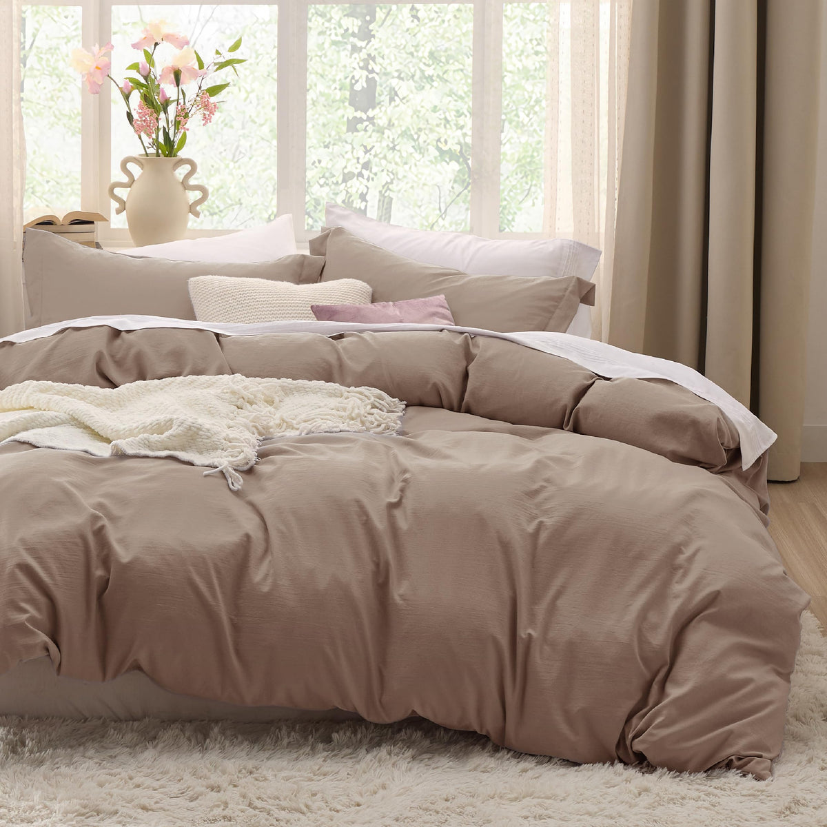 Bedsure Soft Prewashed Duvet Cover Set with Zipper Closure and Pillow Covers, Comforter Not Included