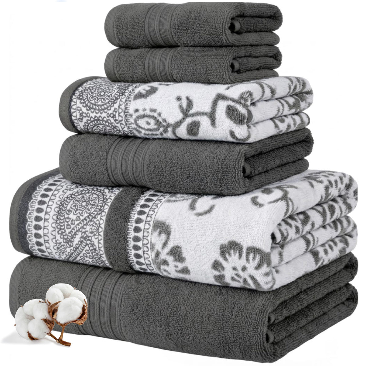 Modern Threads 6-Piece Reversible Cotton Bath Towel Set