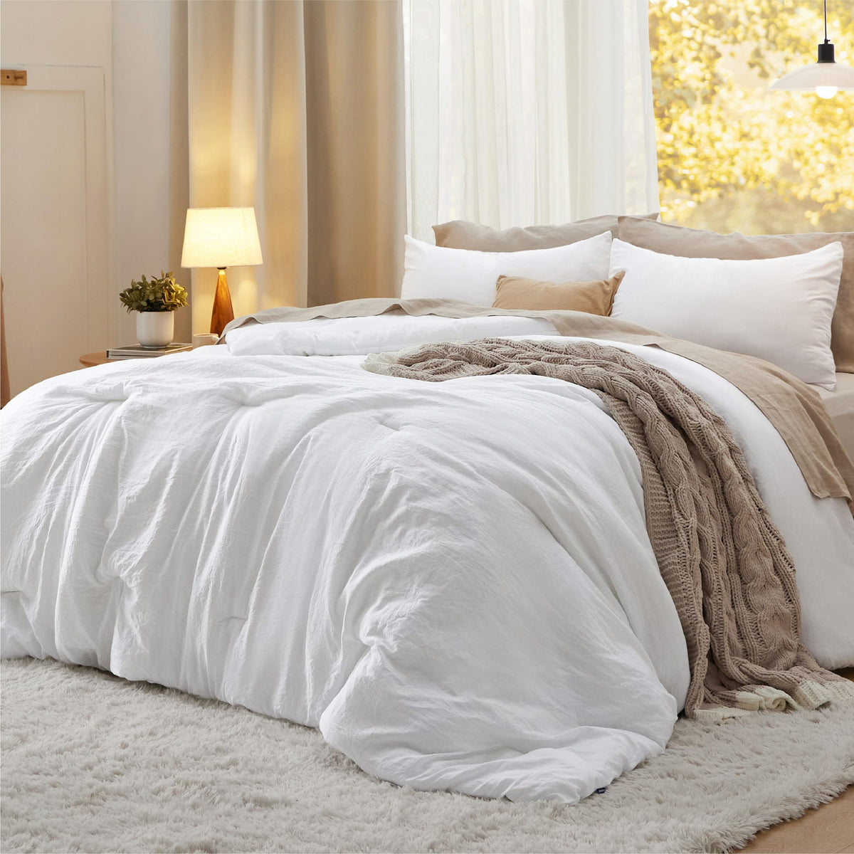 Bedsure Comforter Set Prewashed Soft Bedding Set 3Pcs
