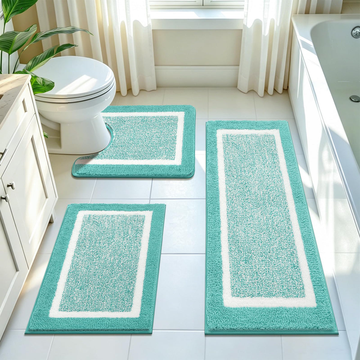Pauwer Non-Slip Washable Bathroom Rug and Bath Mat Set