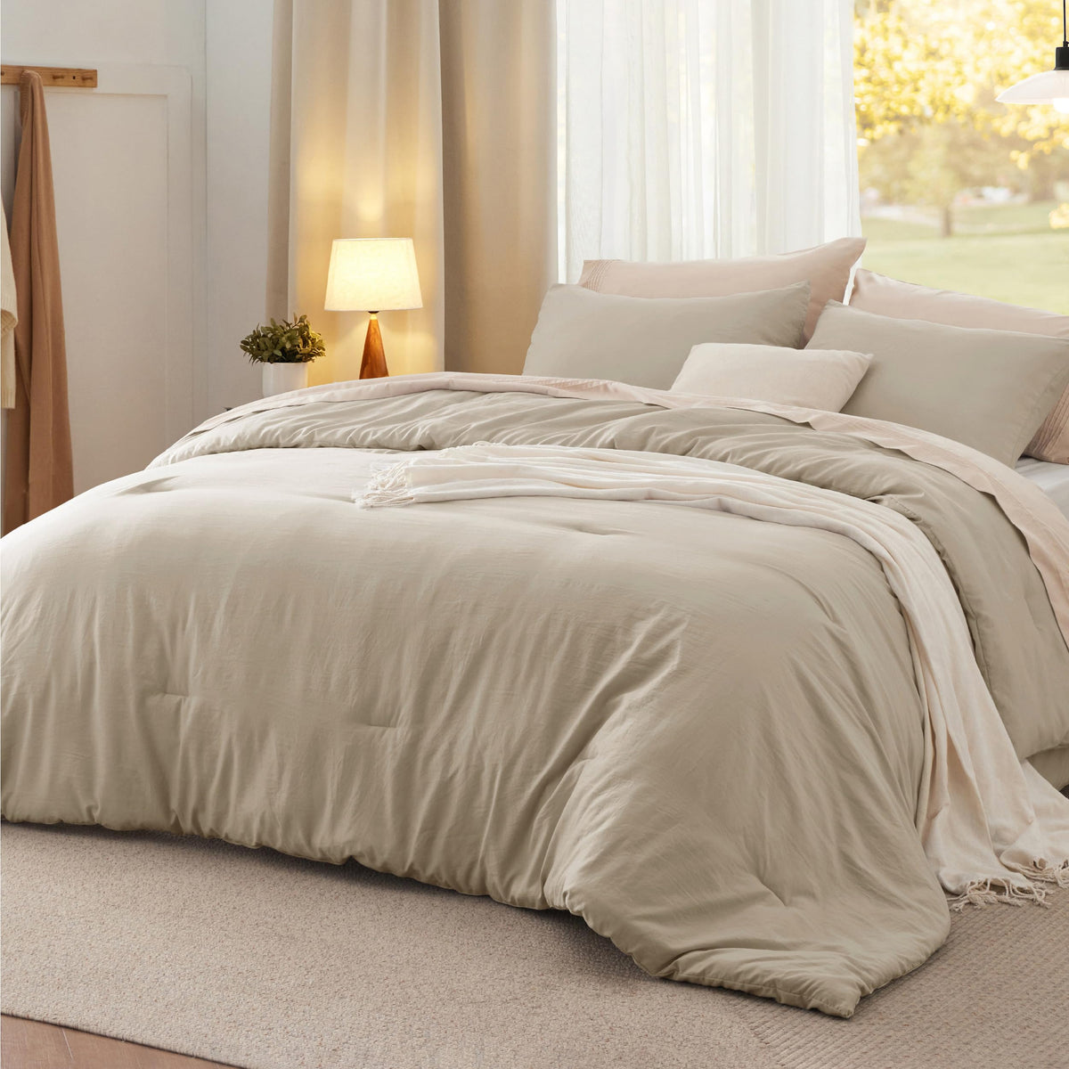Bedsure Comforter Set Prewashed Soft Bedding Set 3Pcs