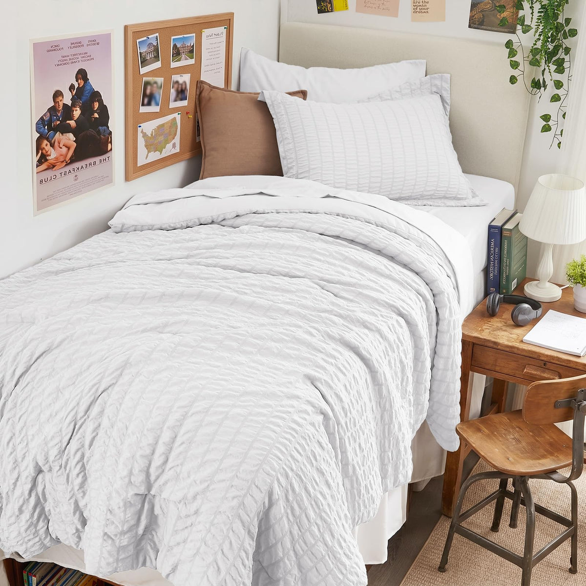HYMOKEGE Comforter Set Seersucker 7 Pieces, All Season Luxury Bed in a Bag for Bedroom, Bedding Set with Comforters, Sheets, Pillowcases & Shams