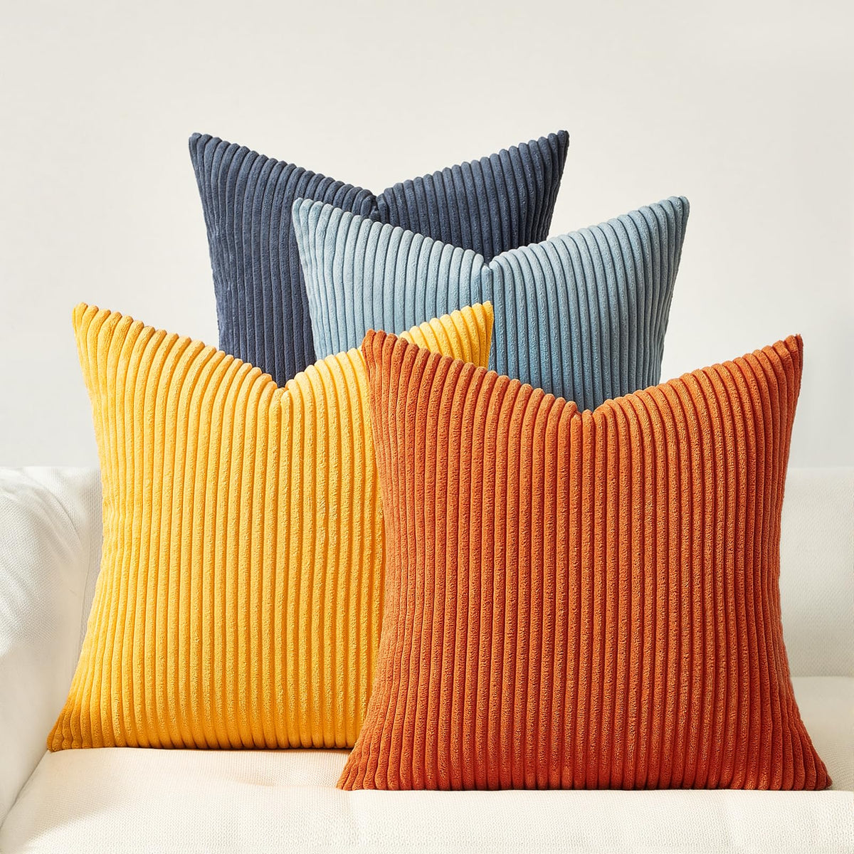 Topfinel Set of 4 Gradient Corduroy Pillow Covers