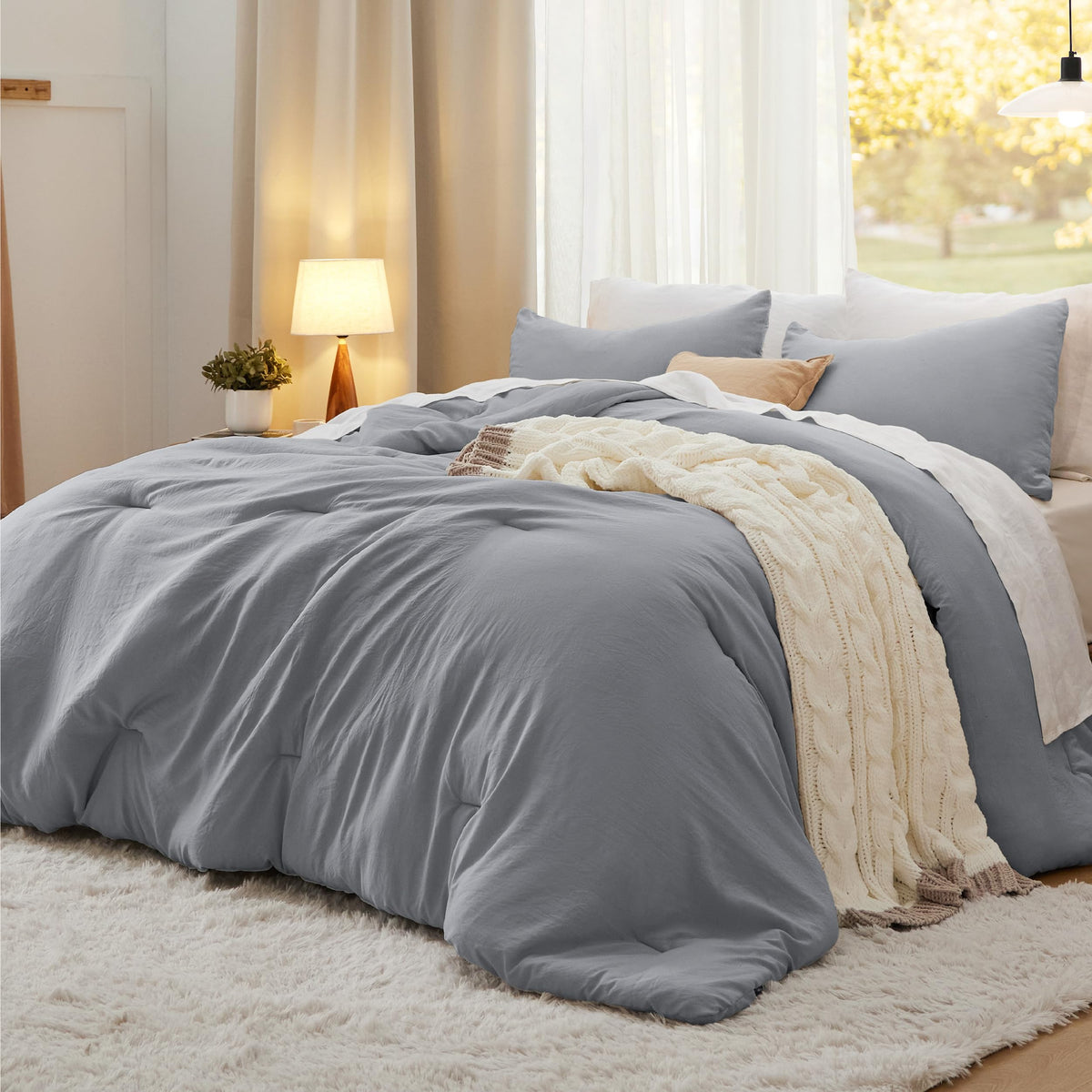 Bedsure Comforter Set Prewashed Soft Bedding Set 3Pcs