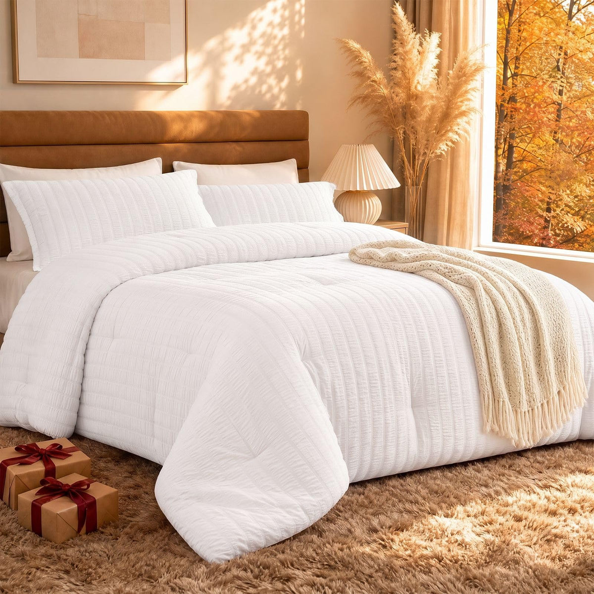 Quataly 3-Piece Seersucker Comforter Set with Pillowcases