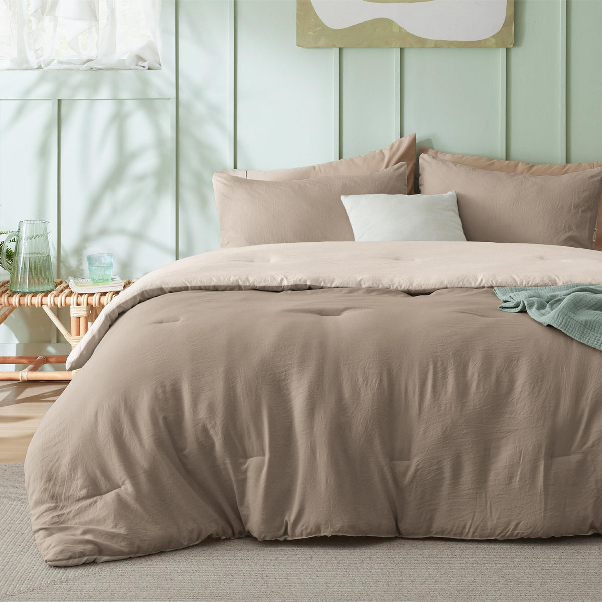Bedsure Comforter Set Prewashed Soft Bedding Set 3Pcs