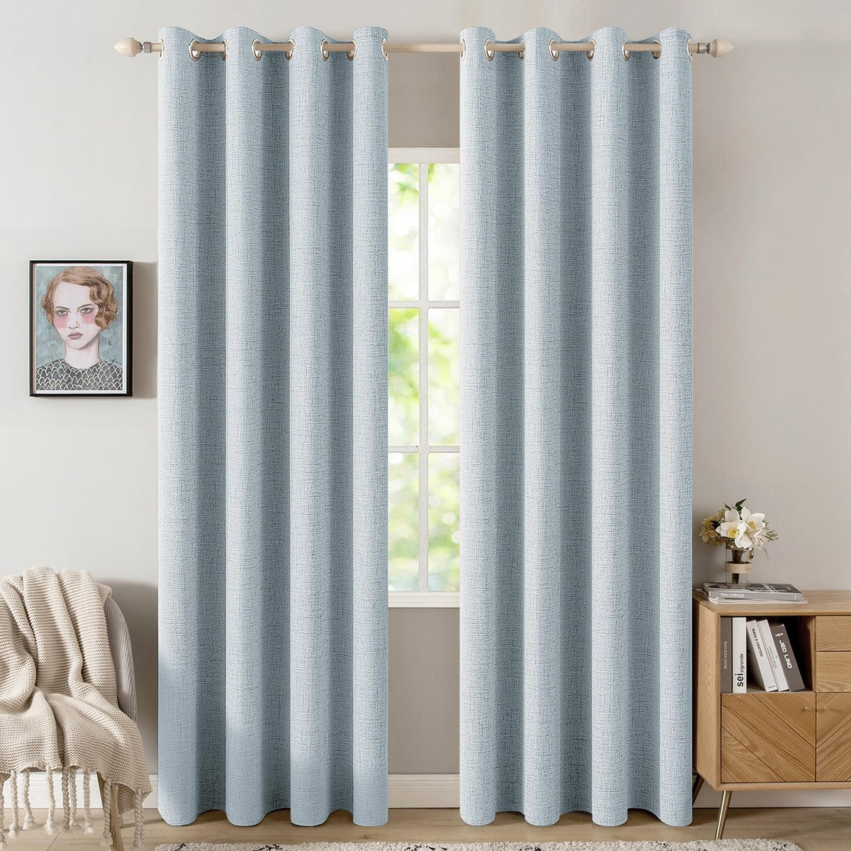MIULEE Linen-Textured Thermal Insulated Blackout Curtains