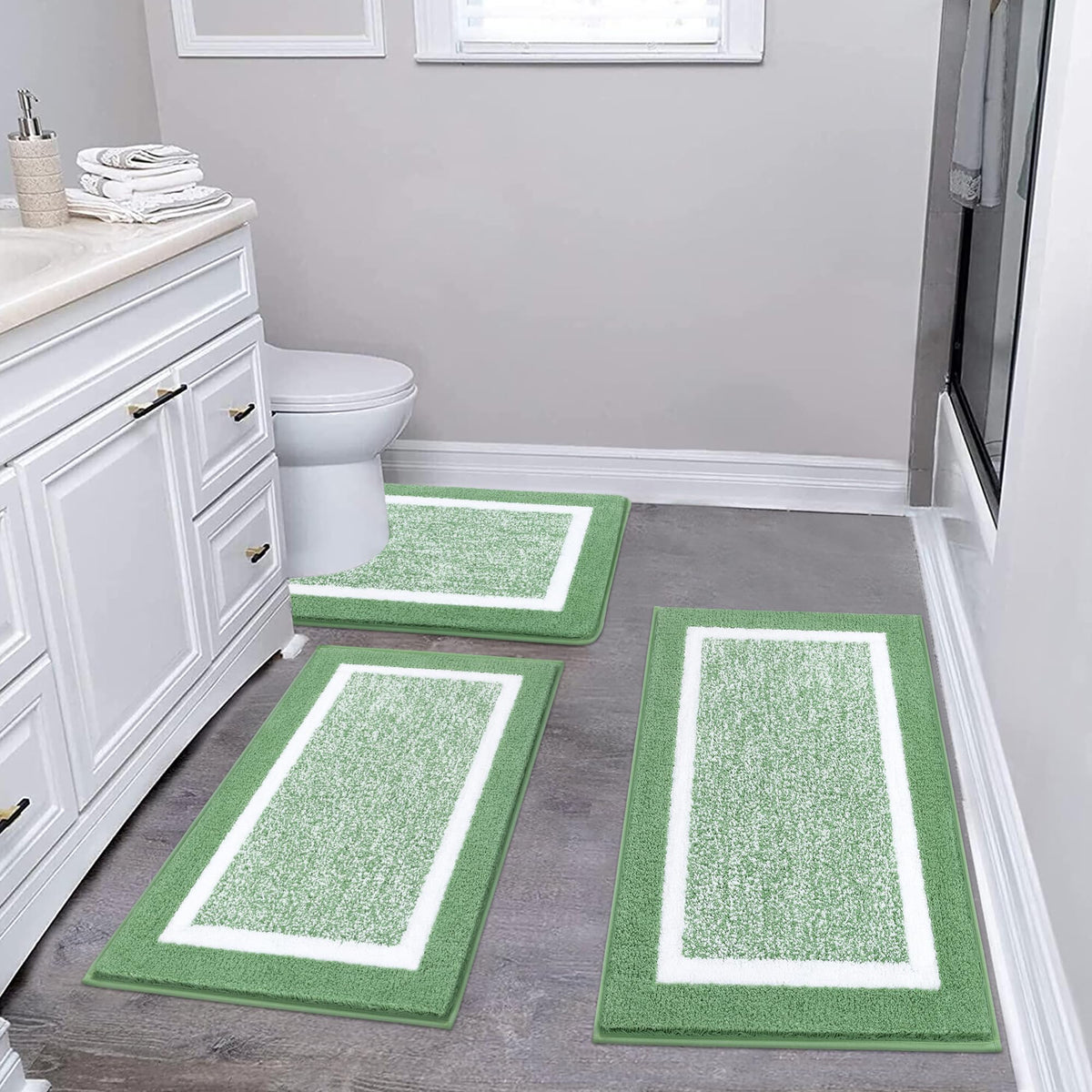 Pauwer Non-Slip Washable Bathroom Rug and Bath Mat Set