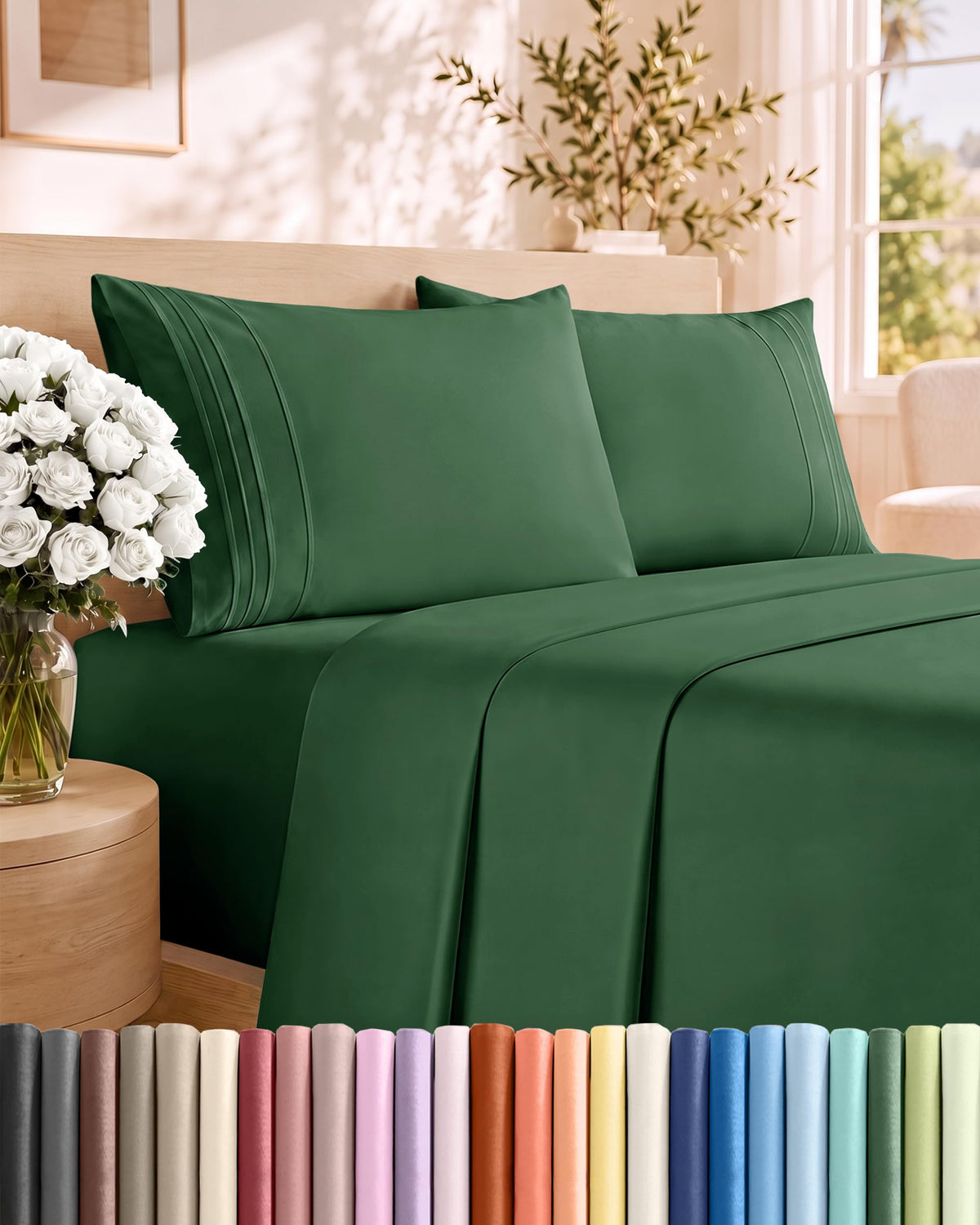 CGK Unlimited 4 Piece Sheet Set - Ultra-Soft, Breathable & Cooling Bed Sheets Set - Hotel Luxury Bedding for Women & Men with Deep Pockets - Wrinkle & Fade Free - Oeko-Tex