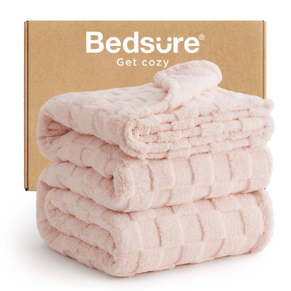 Bedsure GentleSoft Throw Blanket Checkered Fleece Blankets