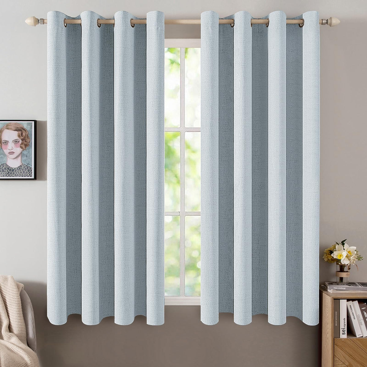 MIULEE Linen-Textured Thermal Insulated Blackout Curtains
