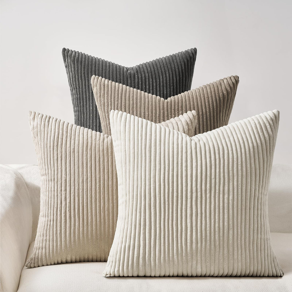 Topfinel Set of 4 Gradient Corduroy Pillow Covers