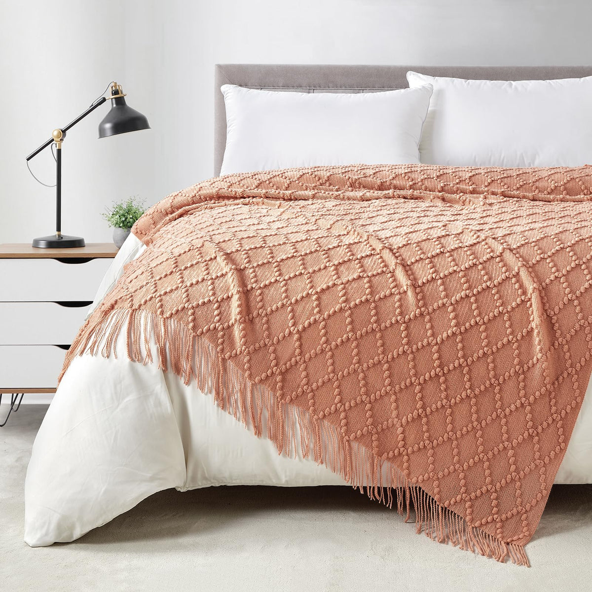 BOURINA Soft Textured Knitted Throw Blanket for Sofa