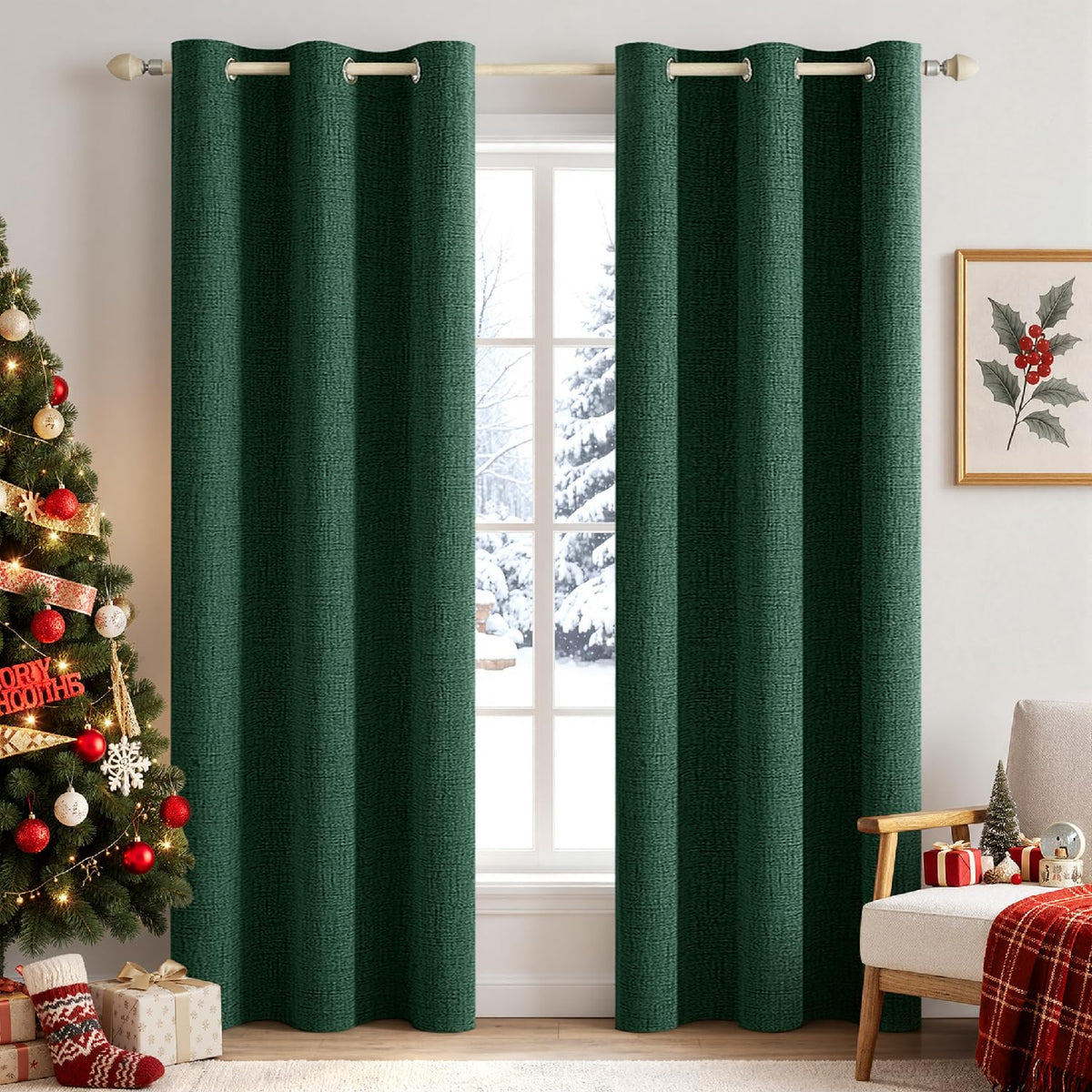 MIULEE Linen-Textured Thermal Insulated Blackout Curtains