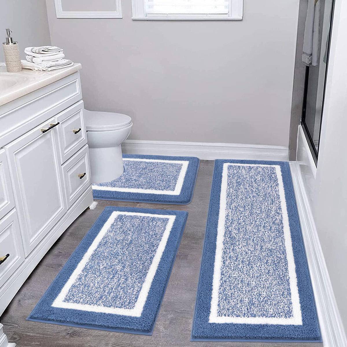 Pauwer Non-Slip Washable Bathroom Rug and Bath Mat Set