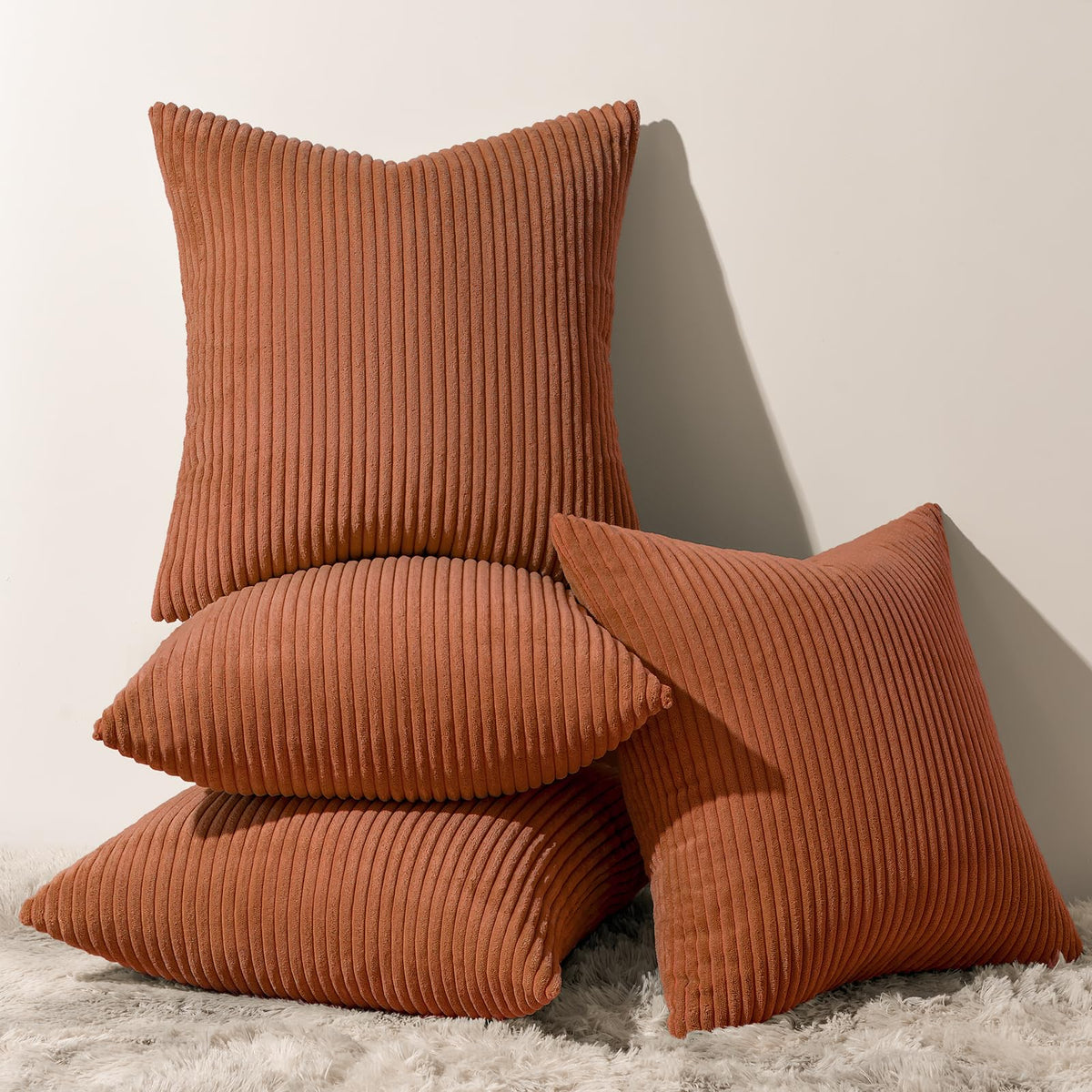 Topfinel Set of 4 Gradient Corduroy Pillow Covers