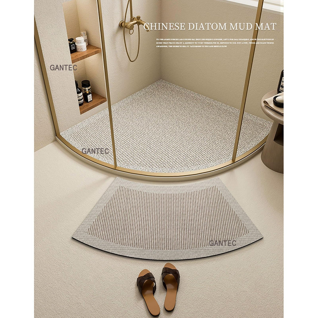 Triangular Shower Mat for Corner Shower, Comfortable Curved Shower Mat, Non-Slip PVC Bath Mat, Bathroom Rug with Drainage Holes(B,80x80cm(32x32inch))