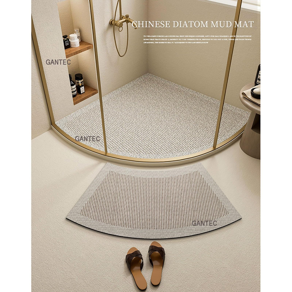 Triangular Shower Mat for Corner Shower, Comfortable Curved Shower Mat, Non-Slip PVC Bath Mat, Bathroom Rug with Drainage Holes(B,80x80cm(32x32inch))