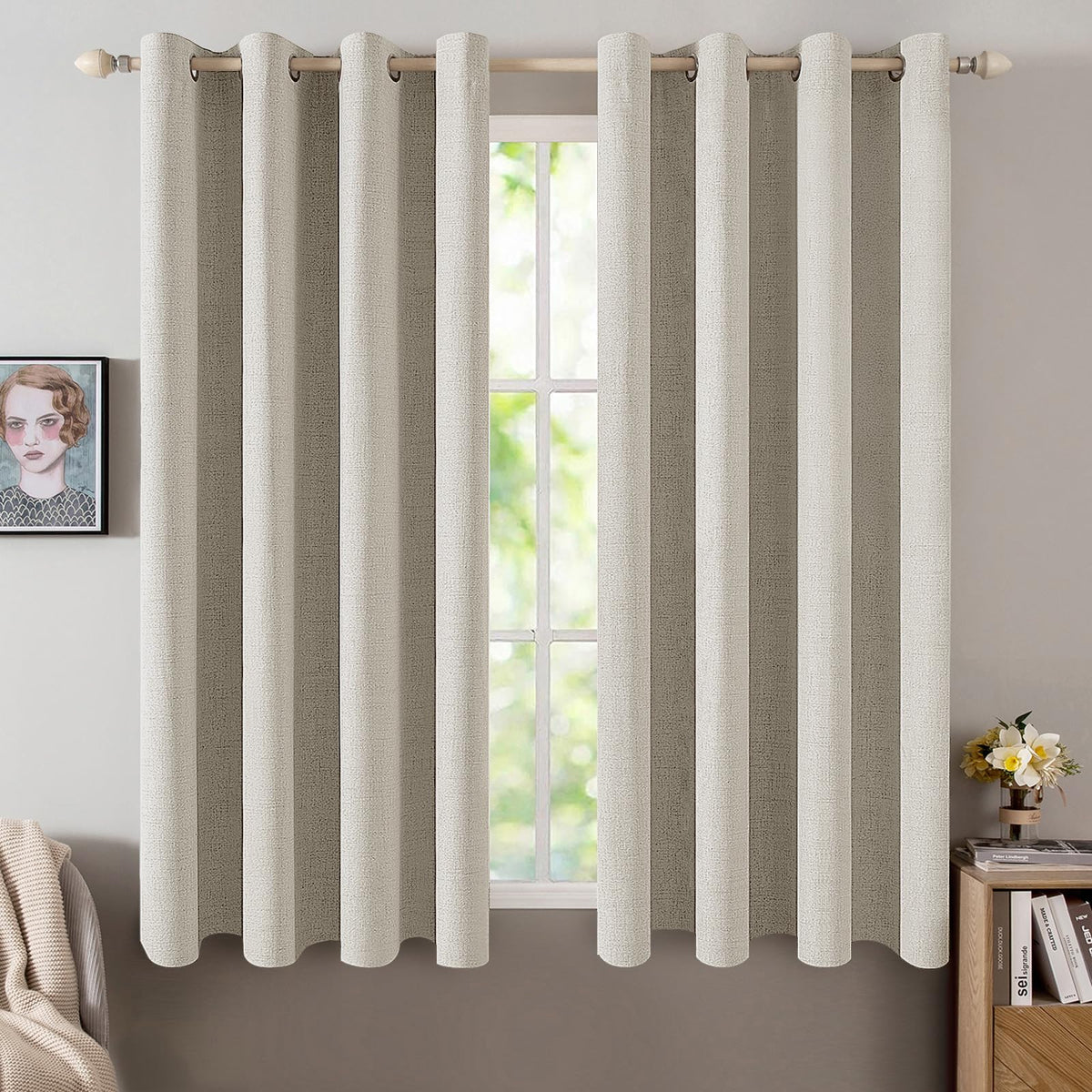 MIULEE Linen-Textured Thermal Insulated Blackout Curtains