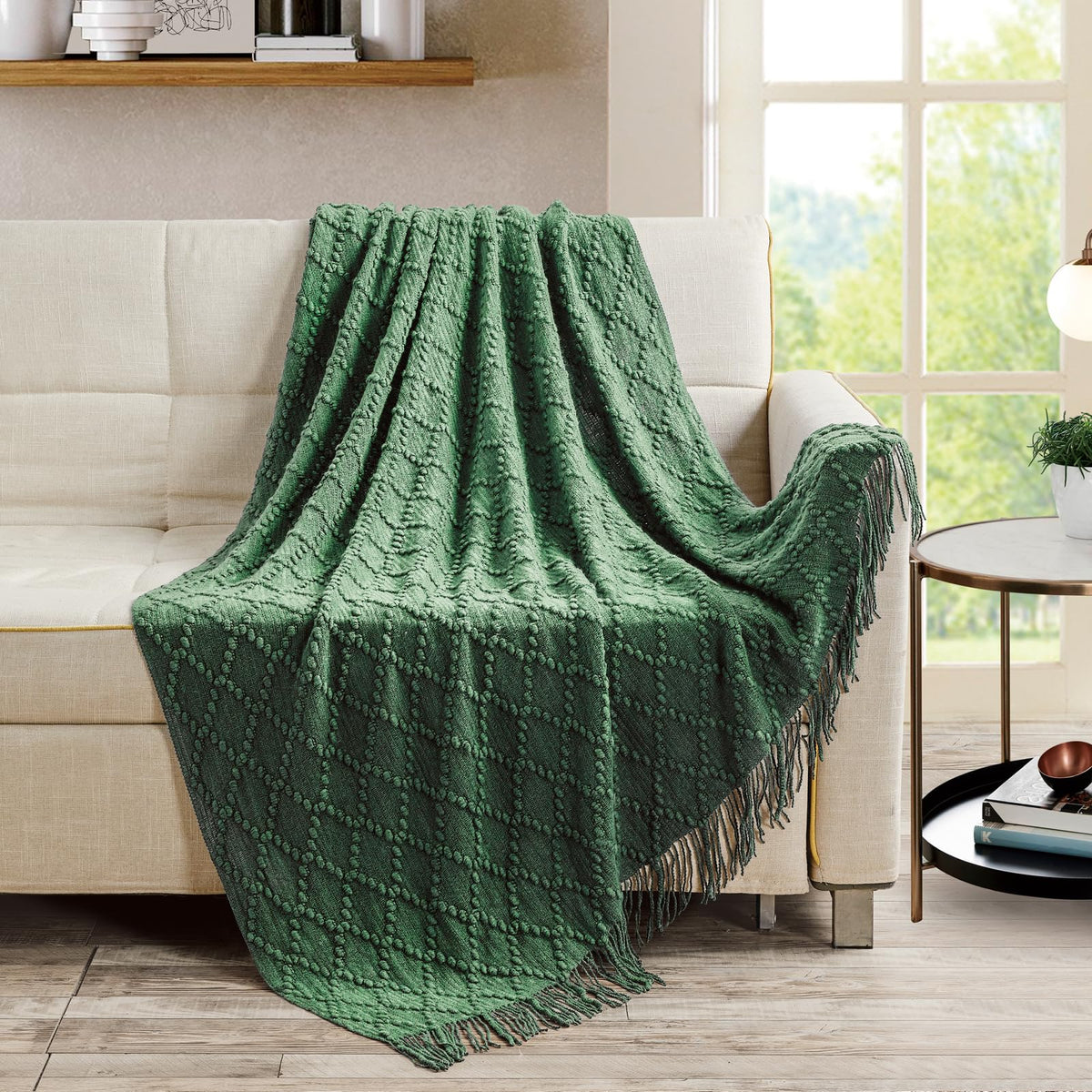 BOURINA Soft Textured Knitted Throw Blanket for Sofa