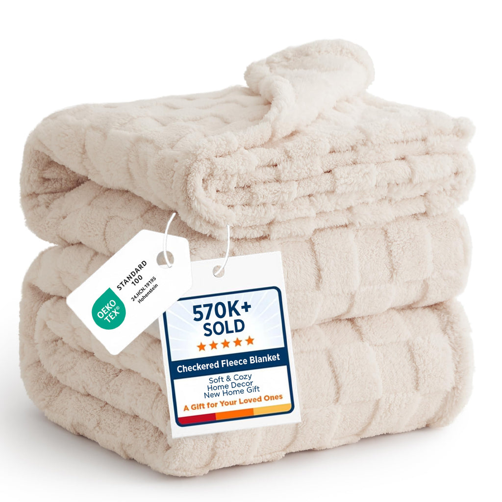 Bedsure GentleSoft Throw Blanket Checkered Fleece Blankets