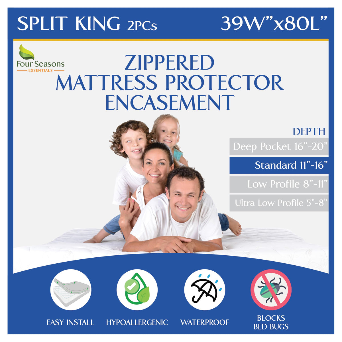Waterproof Zippered Mattress Encasement Protector