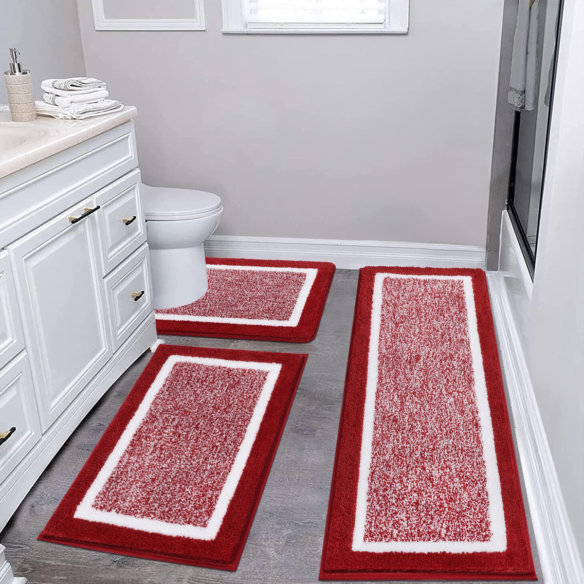 Pauwer Non-Slip Washable Bathroom Rug and Bath Mat Set