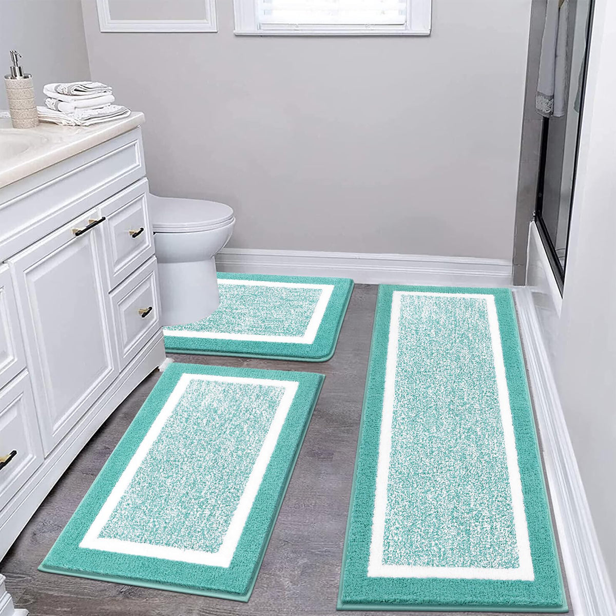 Pauwer Non-Slip Washable Bathroom Rug and Bath Mat Set